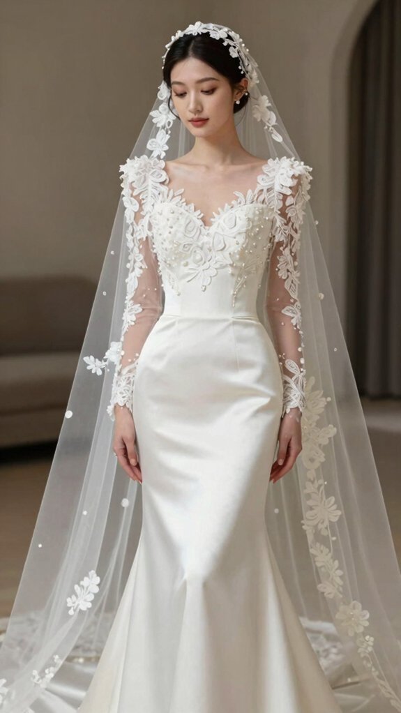 architectural satin sleeve ensemble