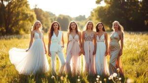 elegant outdoor wedding attire