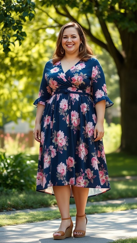 floral plus size wrap dress