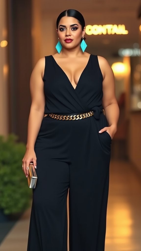 metallic jumpsuit bold accessories