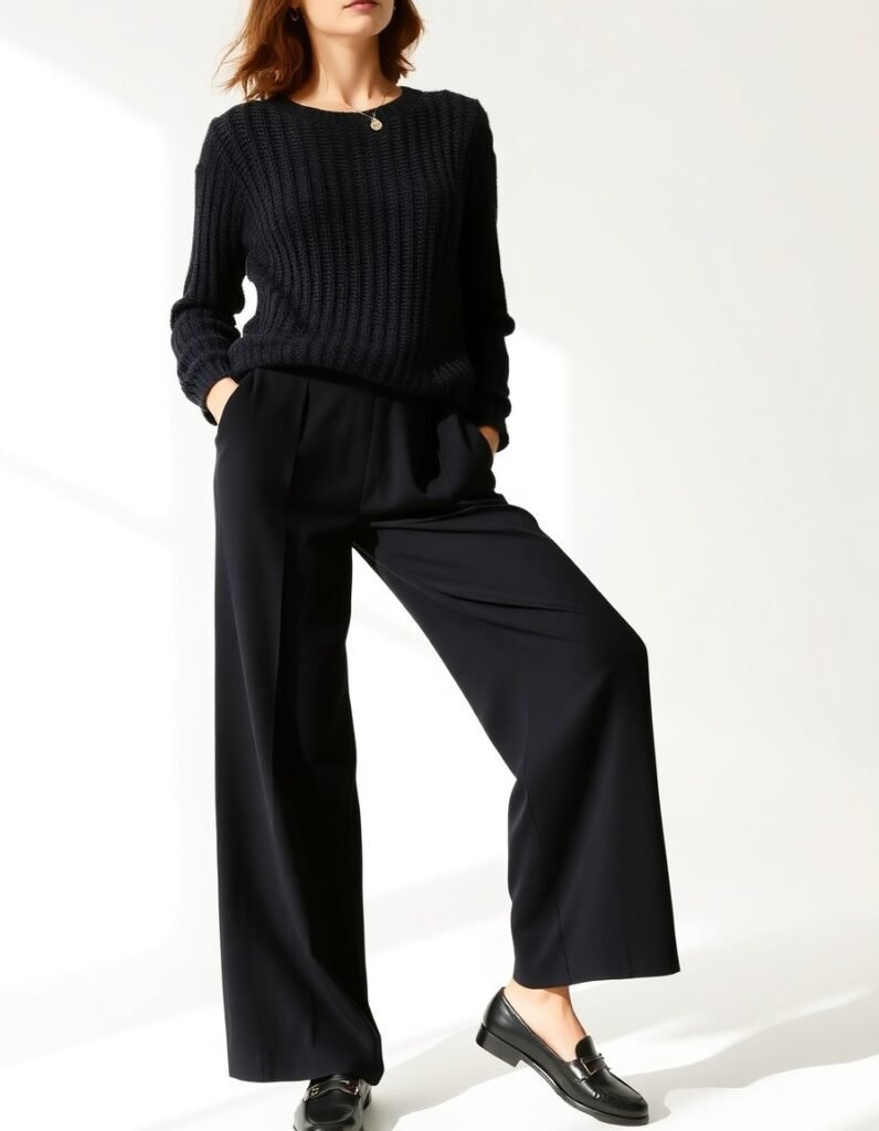 The Ribbed Knit and Wide-Leg Trousers