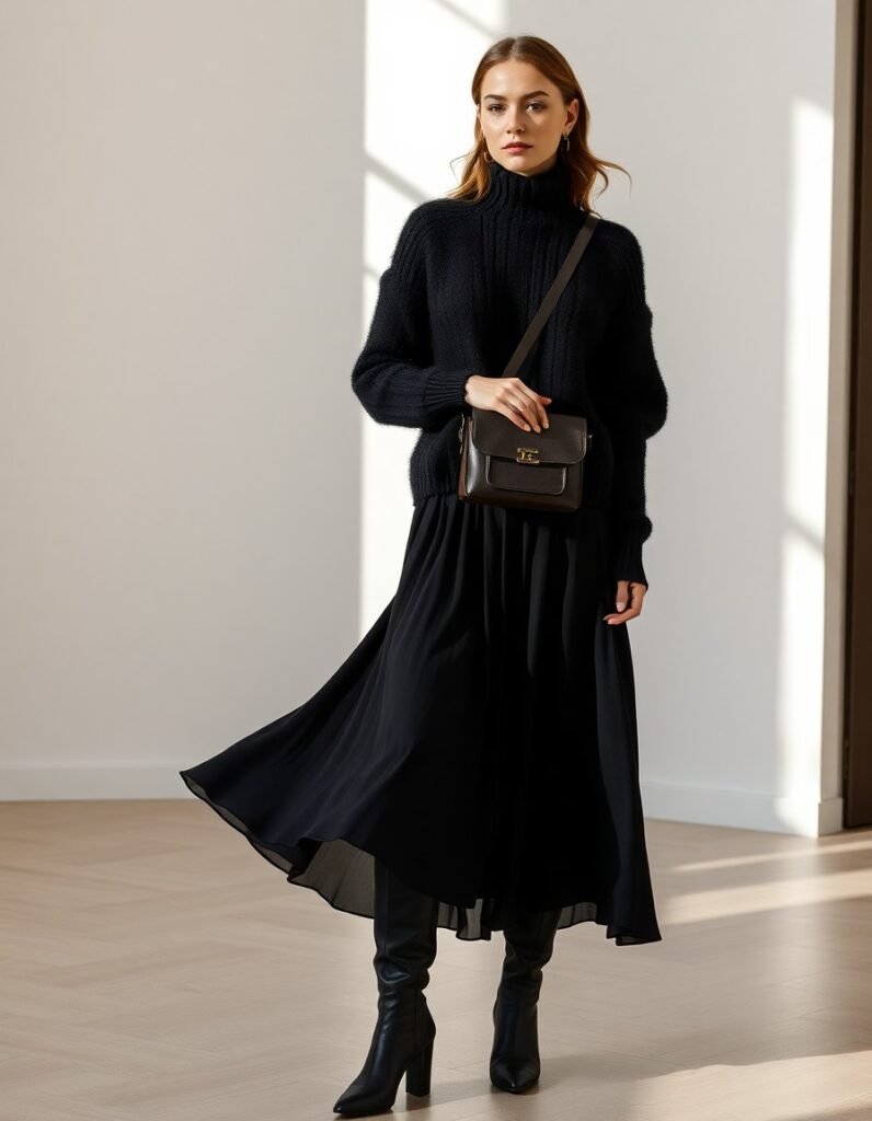 The Turtleneck Sweater and Midi Skirt