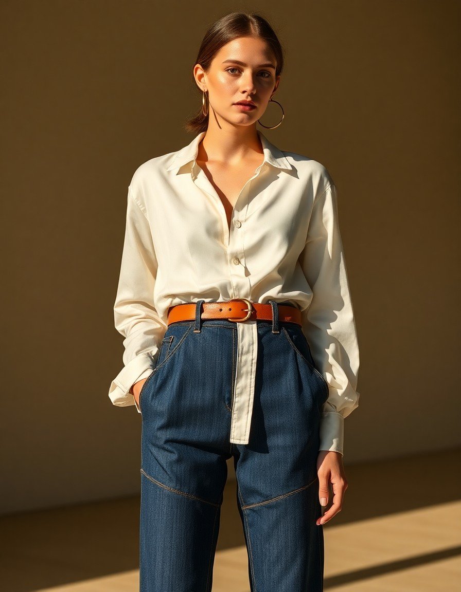The Ivory Silk Blouse and Perfectly Straight-Leg Jean