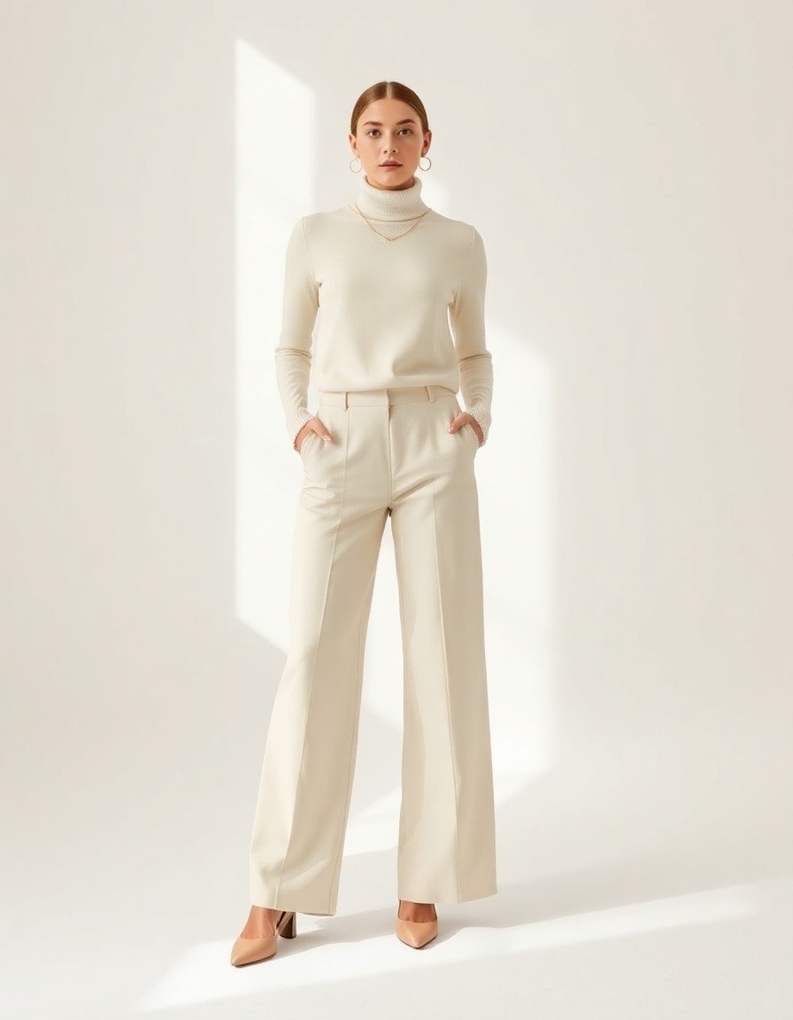 The Cashmere Turtleneck and Wide-Leg Trouser Duo