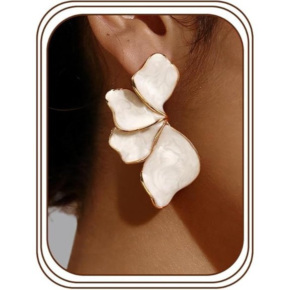 Gold Flower Dangle Earrings 14K Gold Plated