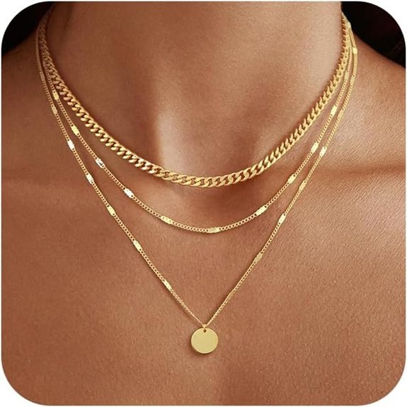 14K Gold Plated Layered Necklace Set for Women