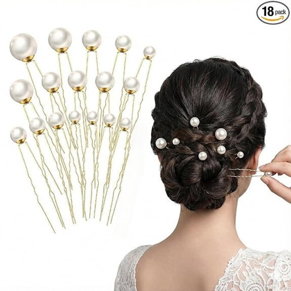 18 Pcs U-Shaped Pearl Hair Pins for Wedding