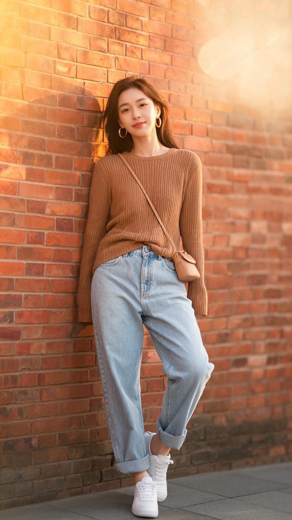 baggy jeans fitted sweater