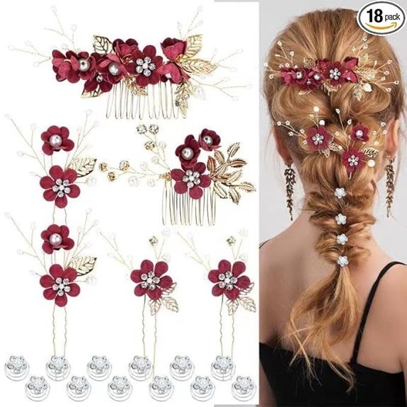 Cinaci Pearl Rhinestone Floral Hair Set for Brides