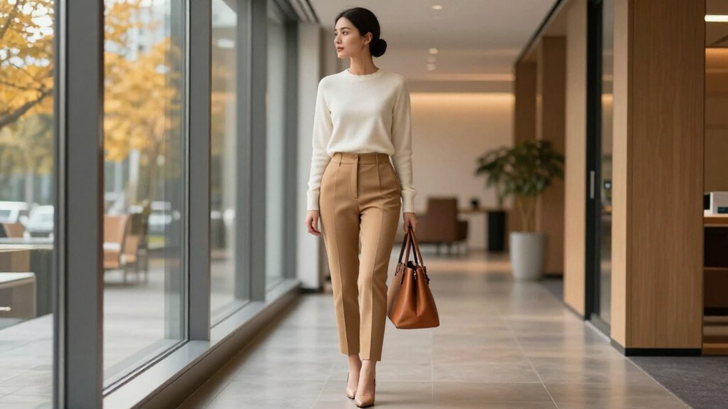 cashmere crewneck office chic