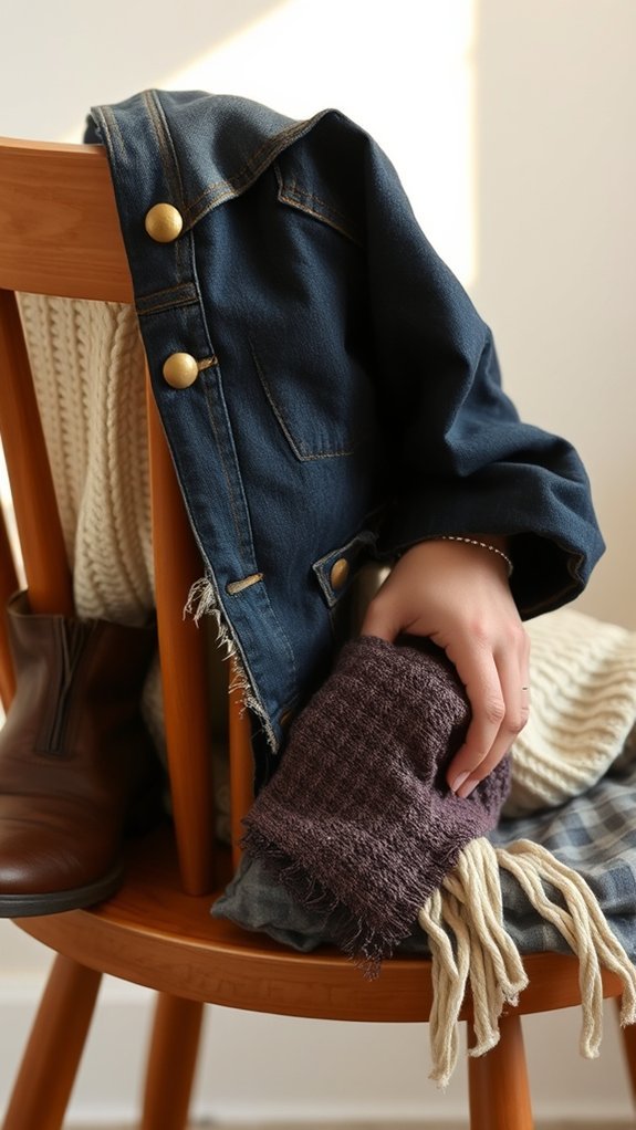 casual denim meets cardigan