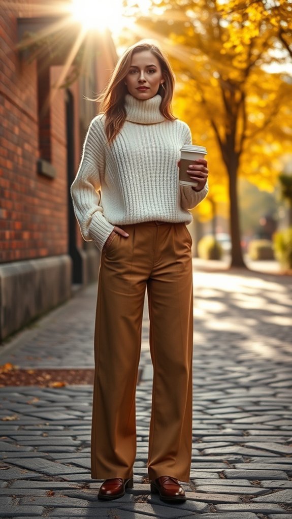 chic knit trousers ensemble