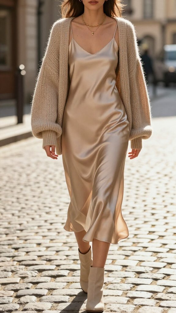 chunky knit slip dress drape