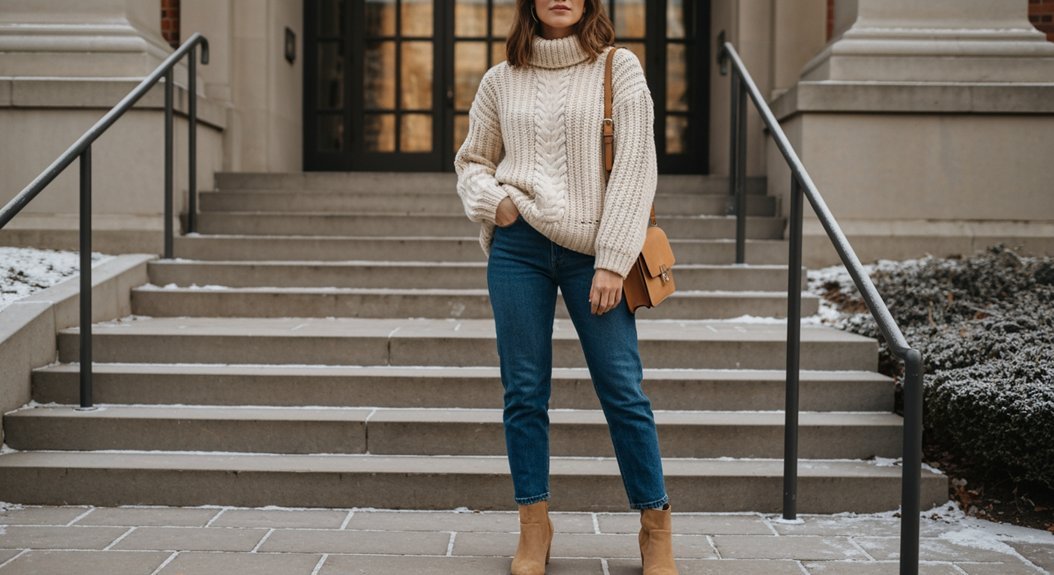 cozy sweater denim styling