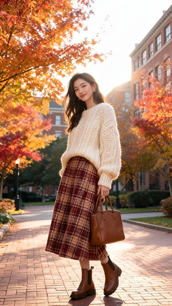 cozy sweater skirt combo