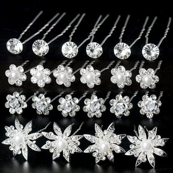 40 Pieces Bridal Hair Pins with Crystal Pearls