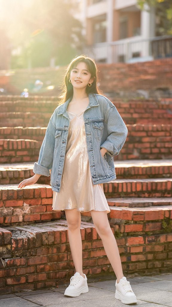 denim cropped slip elegance