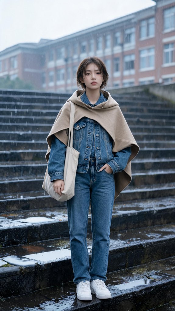 denim jacket transparent poncho