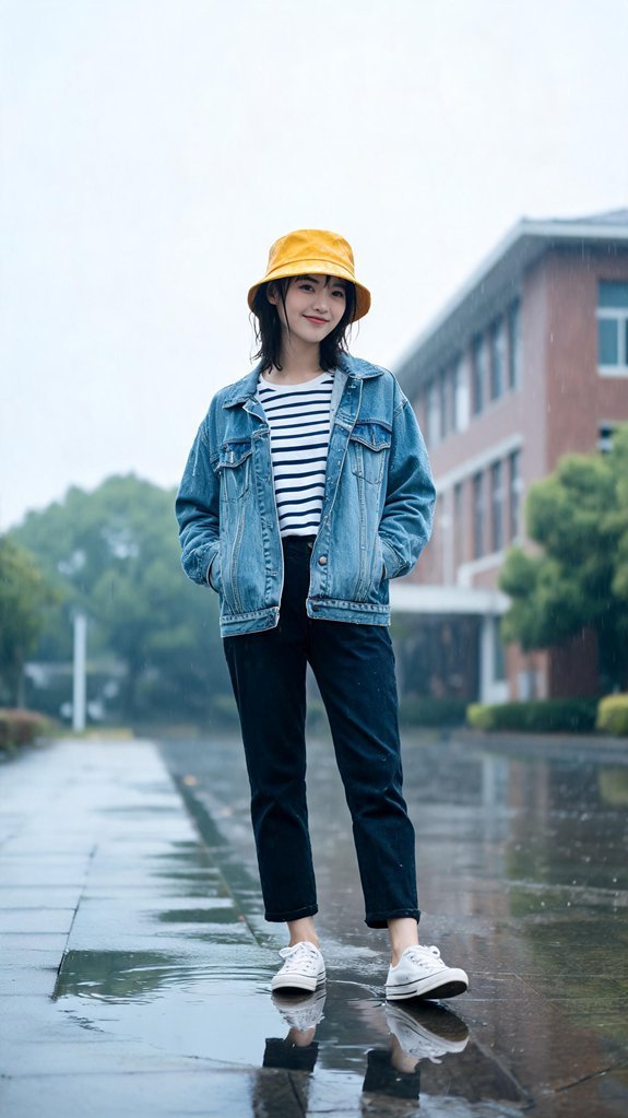 denim sneakers rainproof hat