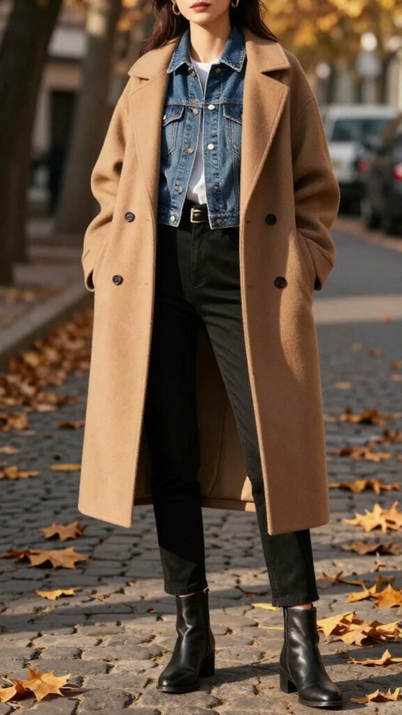 denim under wool coat