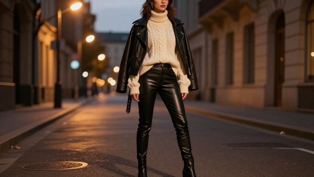 edgy layered leather chic