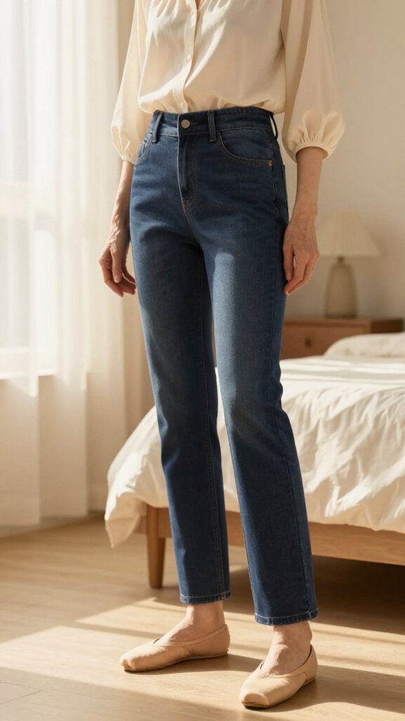elastic denim pull on jeans