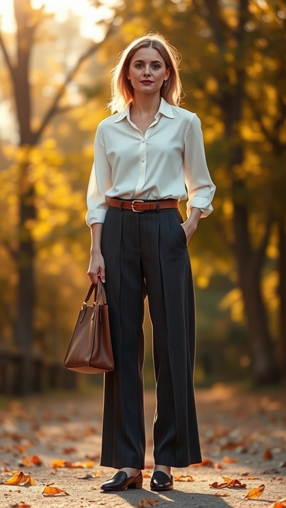 elegant authoritative wide leg power pants