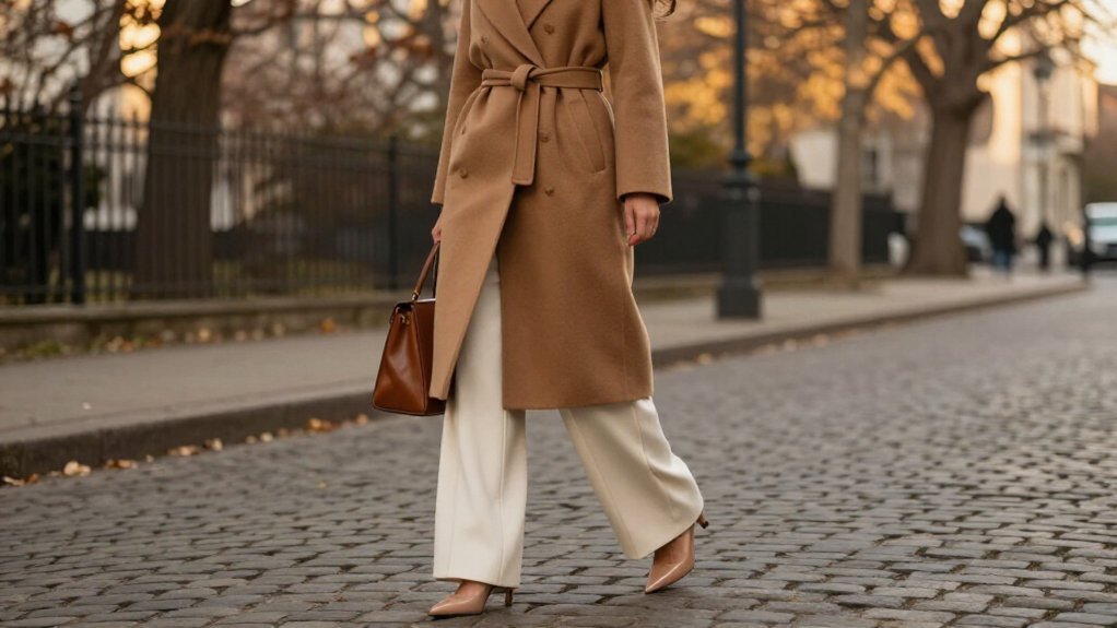 elegant camel coat ensemble