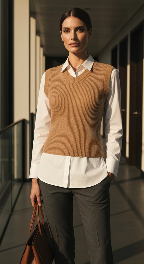 elegant sweater vest layering