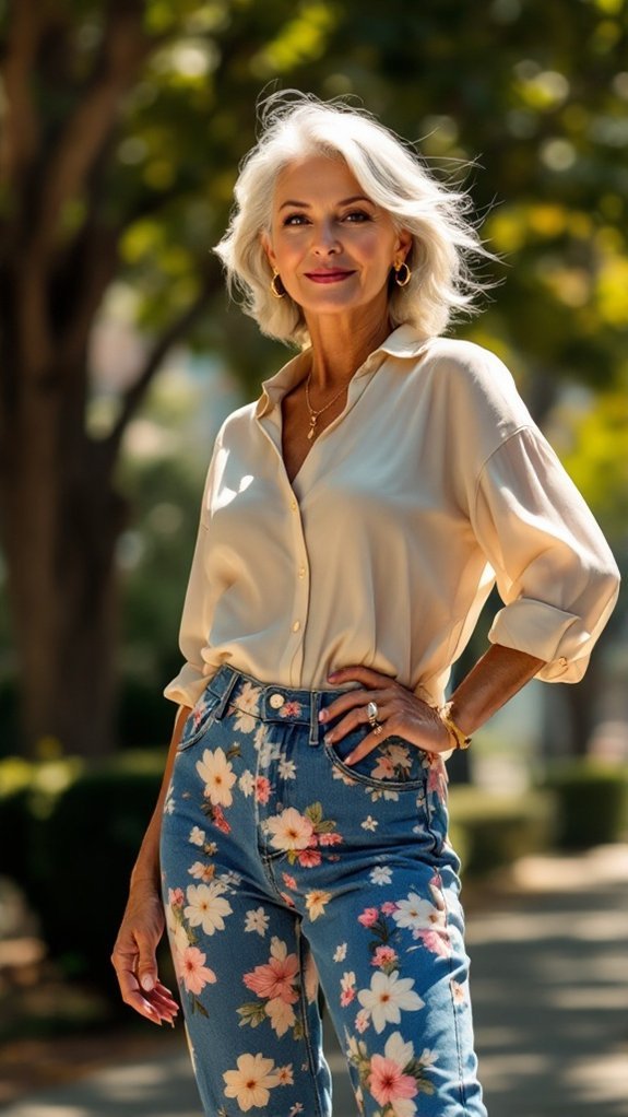 floral bootcut balanced silhouette