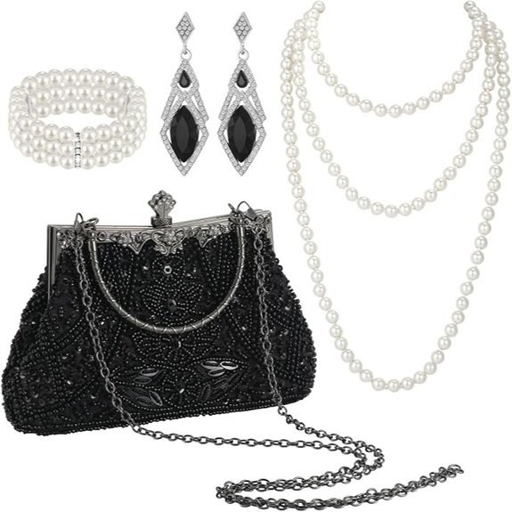 4 Pcs 1920s Flapper Pearl Jewelry Set