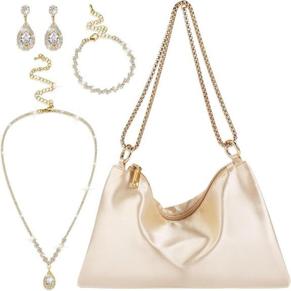4 Piece Women Satin Evening Jewelry Set