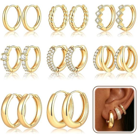 Gold Hoop Earrings Set for Women (Hypoallergenic)