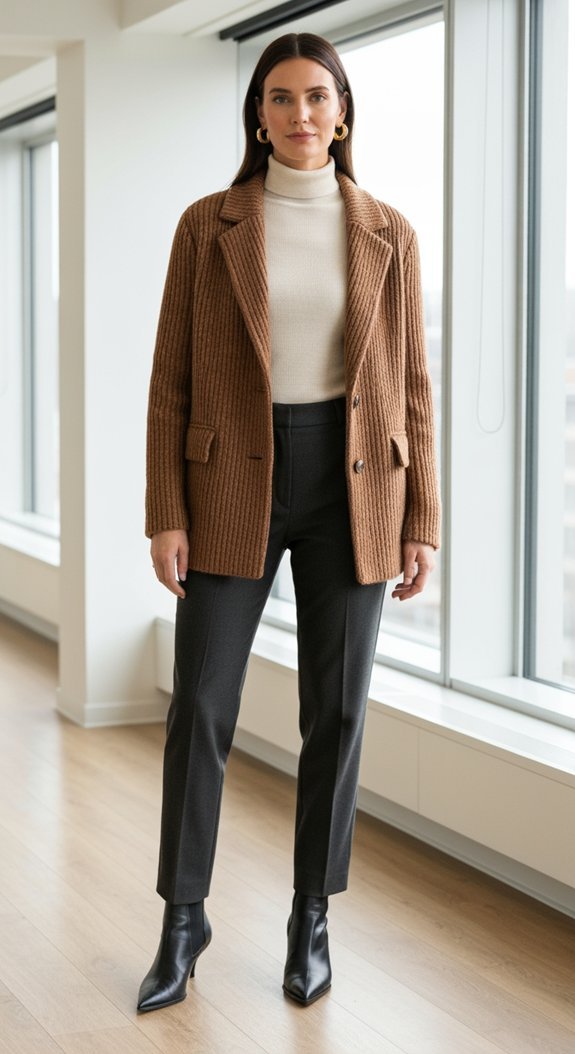 knit blazer power layering