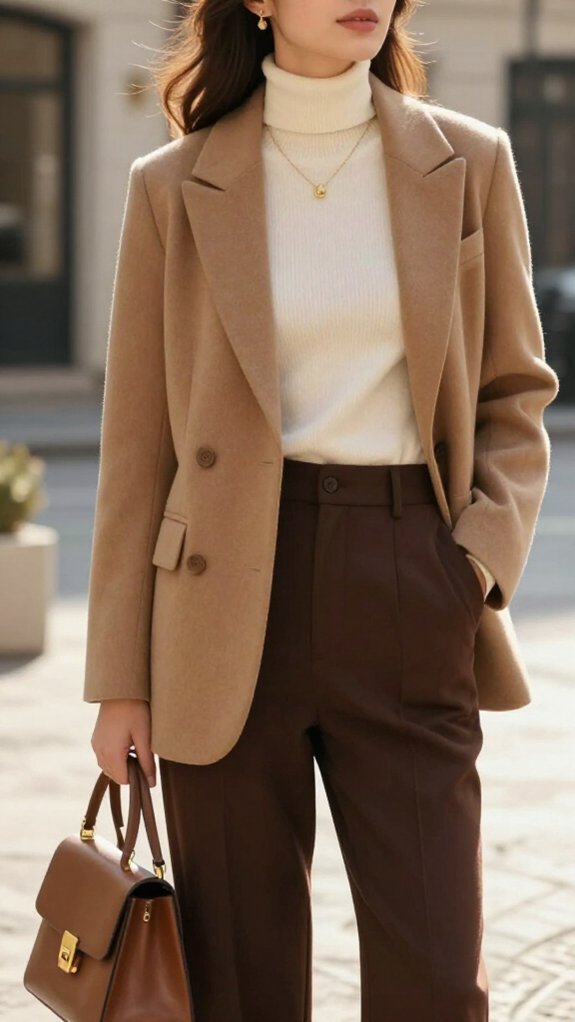 layered turtleneck blazer elegance