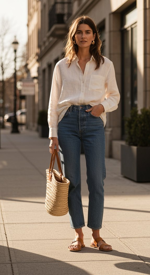 linen shirt elevates denim
