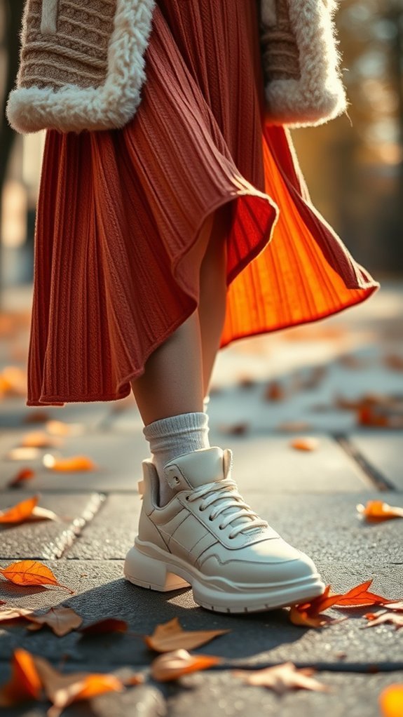 midi skirt sneakers power pair