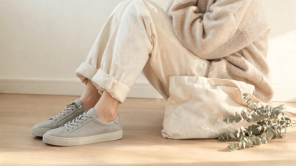 neutral chic minimalist sneakers
