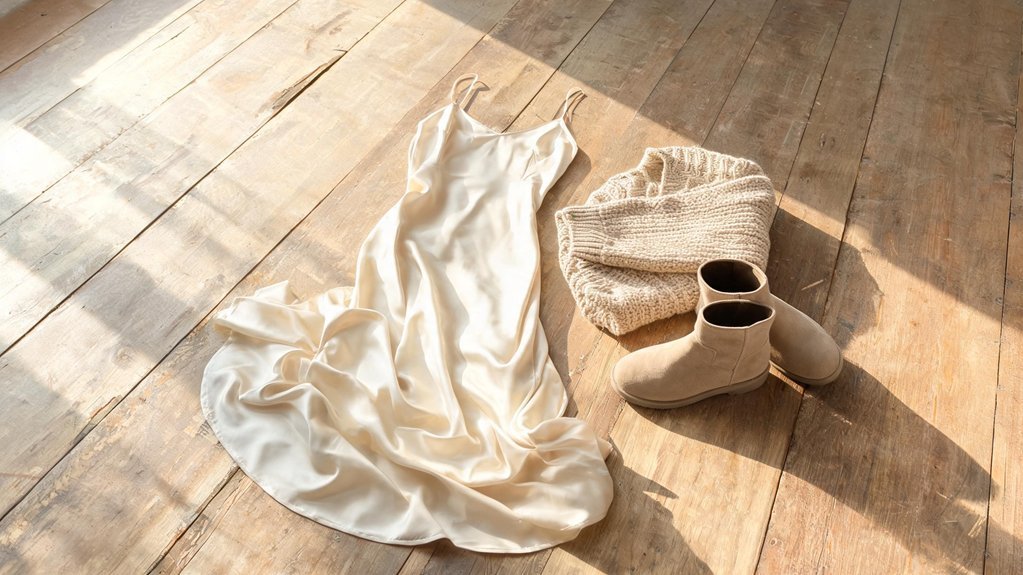 neutral slip dress layering