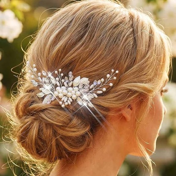 Pearl Silver Bridal Hair Comb Clip