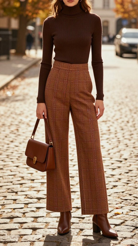 plaid trousers turtleneck elegance