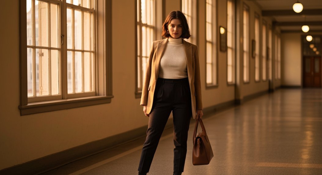 polished turtleneck blazer attire