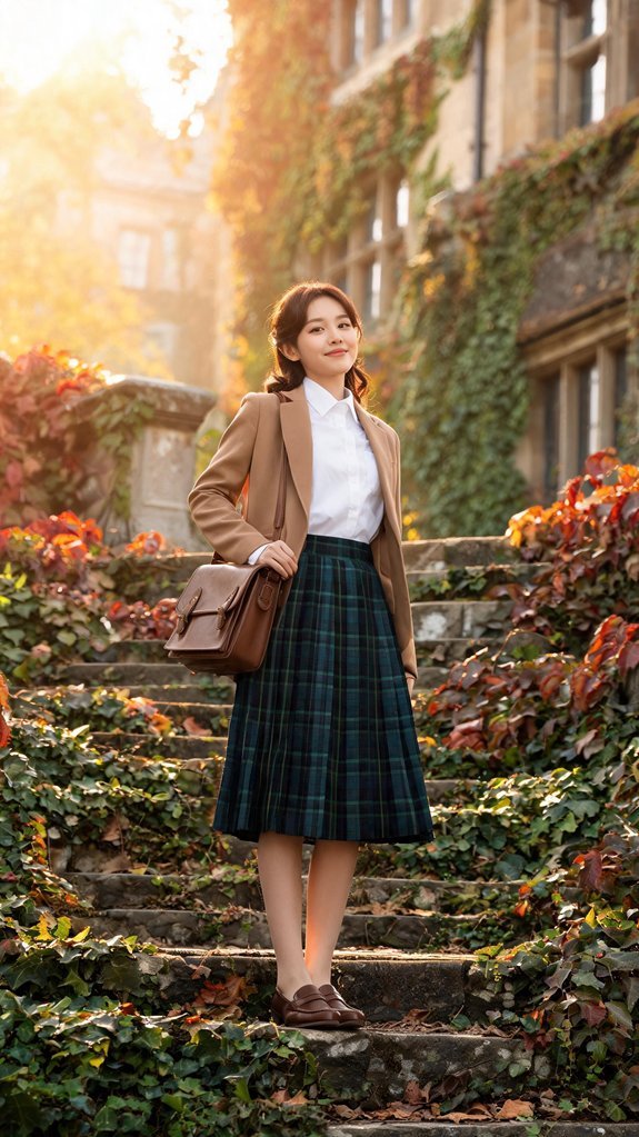 preppy pleated campus chic