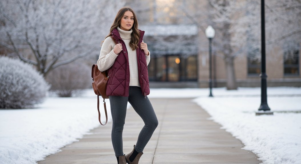 puffer vest over leggings