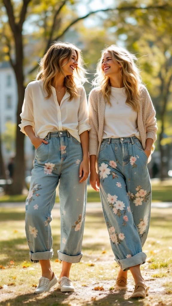 relaxed floral boyfriend jeans