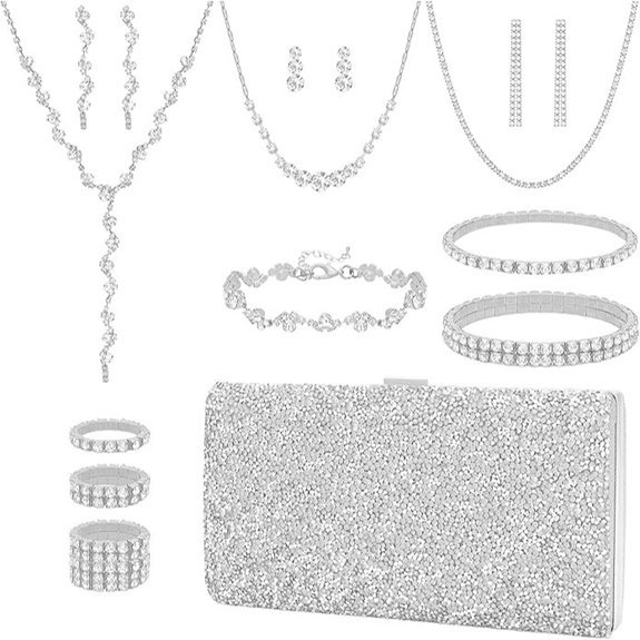 NEWITIN Rhinestone Jewelry Set for Women Prom