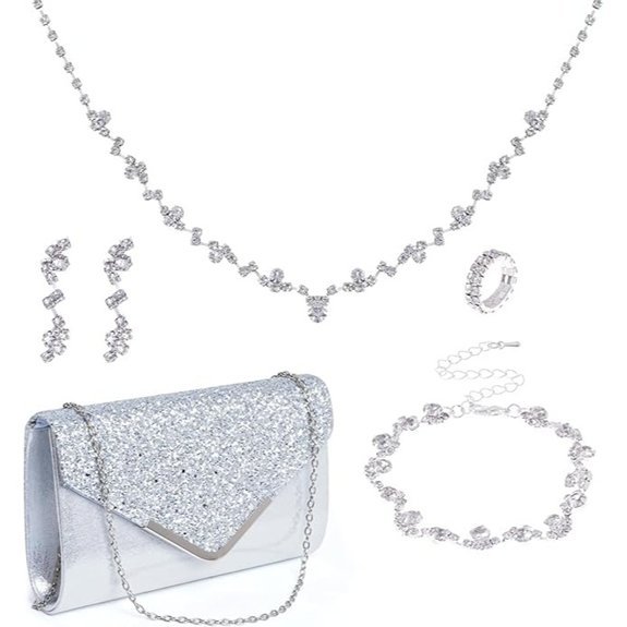 Jmkcoz Rhinestone Wedding Jewelry Purse Set