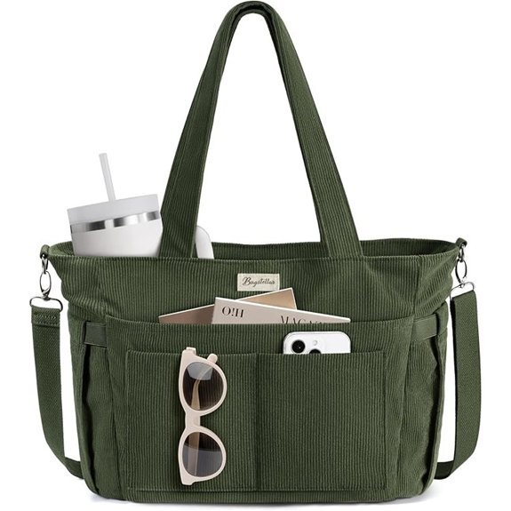 Bagstellar Corduroy Tote Bag with 17 Pockets