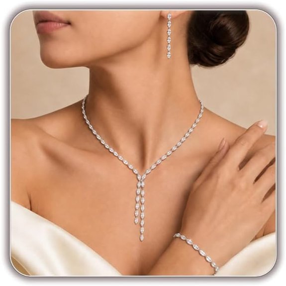 Silver Y Rhinestone Jewelry Set for Women