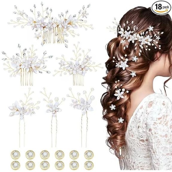 inSowni Sparkly Rhinestone Pearl Bridal Hair Pins Set